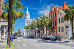 St. Michaels Church and Broad St. in Charleston, SC; blog: bicycle tour of Charleston SC